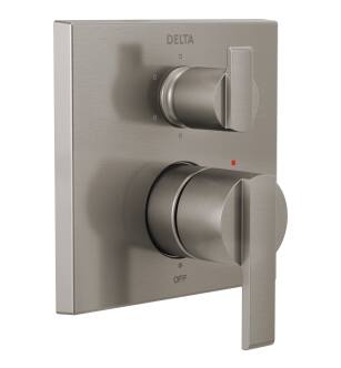 Delta Ara® T24967-SS Angular Modern Monitor® 14 Series Valve Trim with 6-Setting Integrated Diverter in Stainless