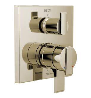 Delta Ara® T27867-PN Angular Modern Monitor® 17 Series Valve Trim with 3-Setting Integrated Diverter in Polished Nickel