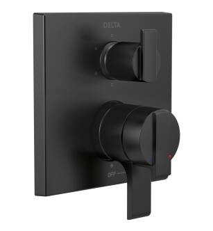 Delta Ara® T27967-BL Angular Modern Monitor® 17 Series Valve Trim with 6-Setting Integrated Diverter in Matte Black