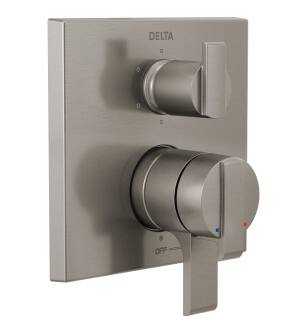 Delta Ara® T27967-SS Angular Modern Monitor® 17 Series Valve Trim with 6-Setting Integrated Diverter in Stainless