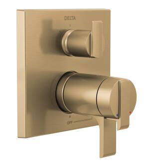 Delta Ara® T27T867-CZ Angular Modern TempAssure® 17T Series Valve Trim with 3-Setting Integrated Diverter in Champagne Bronze