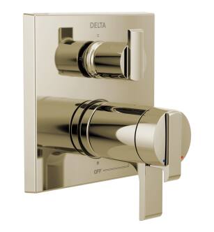 Delta Ara® T27T867-PN Angular Modern TempAssure® 17T Series Valve Trim with 3-Setting Integrated Diverter in Polished Nickel
