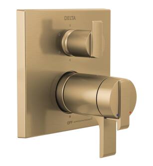 Delta Ara® T27T967-CZ Angular Modern TempAssure® 17T Series Valve Trim with 6-Setting Integrated Diverter in Champagne Bronze