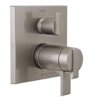 Delta Ara® T27T967-SS Angular Modern TempAssure® 17T Series Valve Trim with 6-Setting Integrated Diverter in Stainless