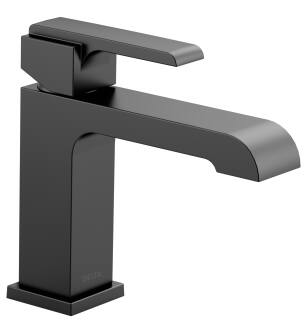 Delta Ara® 567LF-BLLPU Single Handle Bathroom Faucet Three Hole Deck Mount in Matte Black