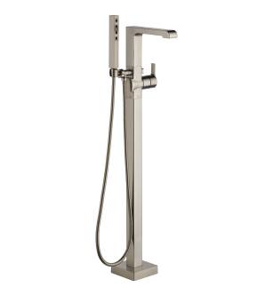 Delta Ara® T4767-SSFL Single Handle Floor Mount Tub Filler Trim with Hand Shower in Stainless