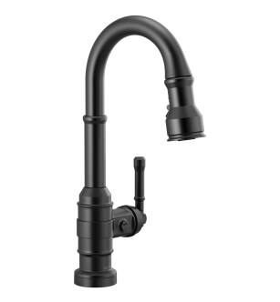 Delta Broderick™ 9990T-BL-DST Single Handle Pull-Down Bar / Prep Faucet With Touch2O® Technology Three Hole Deck Mount in Matte Black