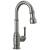 Delta Broderick™ 9990-KS-DST Single Handle Pull-Down Bar/Prep Faucet Three Hole Deck Mount in Black Stainless