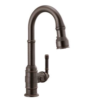 Delta Broderick™ 9990-RB-DST Single Handle Pull-Down Bar/Prep Faucet Three Hole Deck Mount in Venetian Bronze