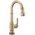 Delta Broderick™ 9990T-CZ-DST Single Handle Pull-Down Bar/Prep Faucet with Touch2O Technology Three Hole Deck Mount in Champagne Bronze