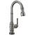 Delta Broderick™ 9990T-KS-DST Single Handle Pull-Down Bar/Prep Faucet with Touch2O Technology Three Hole Deck Mount in Black Stainless