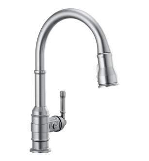 Delta Broderick™ 9190-AR-DST Single Handle Pull-Down Kitchen Faucet Three Hole Deck Mount in Arctic Stainless