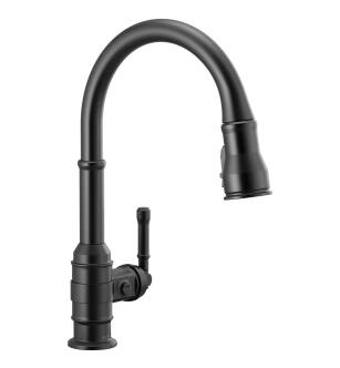 Delta Broderick™ 9190-BL-DST Single Handle Pull-Down Kitchen Faucet Three Hole Deck Mount in Matte Black