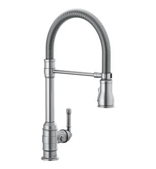 Delta Broderick™ 9690-AR-DST Single Handle Pull-Down Kitchen Faucet With Spring Spout Three Hole Deck Mount in Arctic Stainless