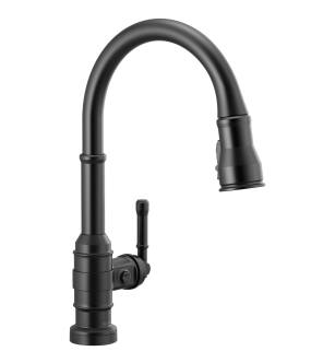 Delta Broderick™ 9190T-BL-DST Single Handle Pull-Down Kitchen Faucet With Touch2O Technology Three Hole Deck Mount in Matte Black