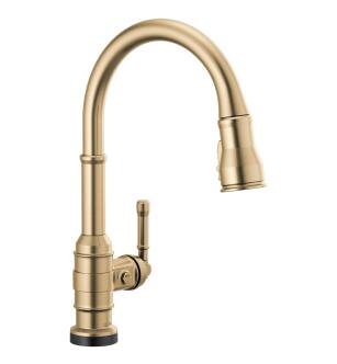 Delta Broderick™ 9190T-CZ-DST Single Handle Pull-Down Kitchen Faucet With Touch2O Technology Three Hole Deck Mount in Champagne Bronze