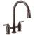 Delta Broderick™ 2390L-RB-DST Two Handle Pull-Down Bridge Kitchen Faucet in Venetian Bronze