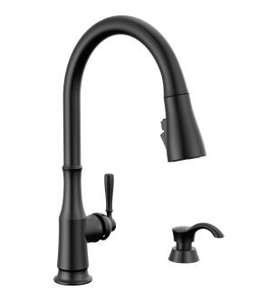 Delta Capertee™ 19877Z-BLSD-DST Single Handle Pull-Down Kitchen Faucet with Soap Dispenser and ShieldSpray Technology in Matte Black