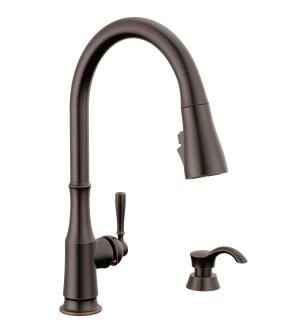 Delta Capertee™ 19877Z-RBSD-DST Single Handle Pull-Down Kitchen Faucet with Soap Dispenser and ShieldSpray Technology in Venetian Bronze