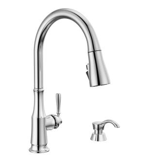 Delta Capertee™ 19877Z-SD-DST Single Handle Pull-Down Kitchen Faucet with Soap Dispenser and ShieldSpray Technology in Chrome