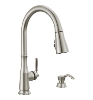 Delta Capertee™ 19877Z-SPSD-DST Single Handle Pull-Down Kitchen Faucet with Soap Dispenser and ShieldSpray Technology in Spotshield Stainless