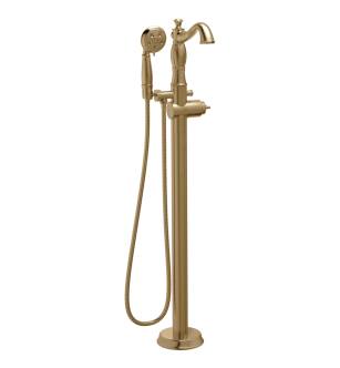Delta Cassidy™ T4797-CZFL-LHP Single Handle Floor Mount Tub Filler Trim with Hand Shower - Less Handle in Champagne Bronze