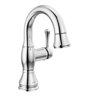 Delta Cassidy™ 597-PD-DST Single Handle Pull Down Bathroom Faucet Three Hole Deck Mount in Chrome