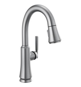 Delta Coranto™ 9979-AR-DST Single Handle Pull Down Bar/Prep Faucet Three Hole Deck Mount in Arctic Stainless