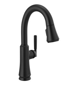 Delta Coranto™ 9979-BL-DST Single Handle Pull Down Bar/Prep Faucet Three Hole Deck Mount in Matte Black