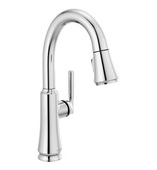 Delta Coranto™ 9979-DST Single Handle Pull Down Bar/Prep Faucet Three Hole Deck Mount in Chrome