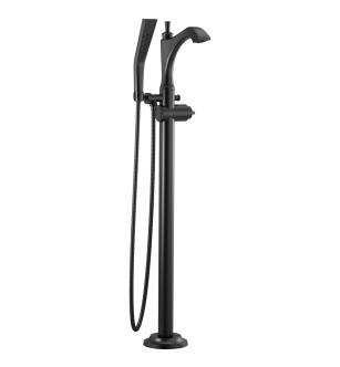 Delta Dorval™ T4756-BLLHP-FL Single Handle Floor Mount Tub Filler Trim - Less Handle in Matte Black