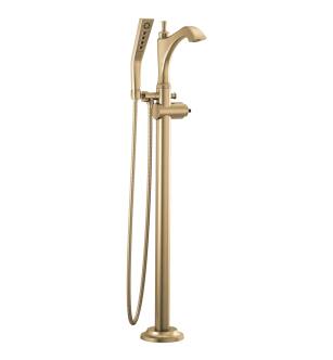Delta Dorval™ T4756-CZLHP-FL Single Handle Floor Mount Tub Filler Trim - Less Handle in Champagne Bronze