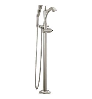 Delta Dorval™ T4756-SSLHP-FL Single Handle Floor Mount Tub Filler Trim - Less Handle in Stainless