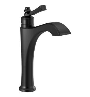 Delta Dorval™ 656-BL-DST Single Handle Mid-Height Vessel Bathroom Faucet in Matte Black