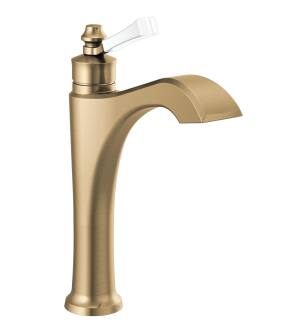 Delta Dorval™ 656-GS-DST Single Handle Mid-Height Vessel Bathroom Faucet in Champagne Bronze / Porcelain