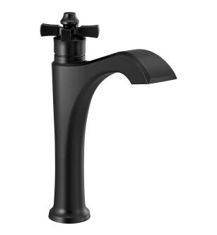 Delta Dorval™ 657-BL-DST Single Handle Mid-Height Vessel Bathroom Faucet in Matte Black