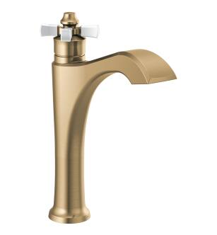 Delta Dorval™ 657-GS-DST Single Handle Mid-Height Vessel Bathroom Faucet in Champagne Bronze / Porcelain