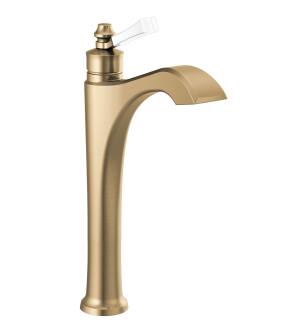 Delta Dorval™ 756-GS-DST Single Handle Vessel Bathroom Faucet in Champagne Bronze / Porcelain