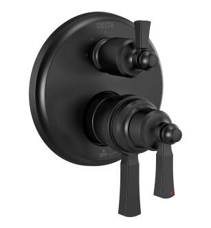 Delta Dorval™ T27T956-BL Traditional 2-Handle Monitor 17T Series Valve Trim with 6 Setting Diverter in Matte Black