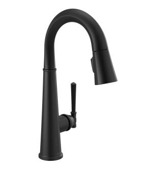 Delta Emmeline™ 9982-BL-DST Single Handle Pull Down Bar/Prep Faucet Three Hole Deck Mount in Matte Black