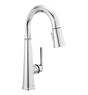Delta Emmeline™ 9982-PR-DST Single Handle Pull Down Bar/Prep Faucet Three Hole Deck Mount in Lumicoat Chrome