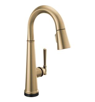 Delta Emmeline™ 9982T-CZ-PR-DST Single Handle Pull Down Bar/Prep Faucet with Touch2O Technology Three Hole Deck Mount in Lumicoat Champagne Bronze