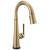 Delta Emmeline™ 9982T-CZ-PR-DST Single Handle Pull Down Bar/Prep Faucet with Touch2O Technology Three Hole Deck Mount in Lumicoat Champagne Bronze