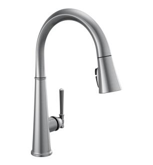 Delta Emmeline™ 9182-AR-PR-DST Single Handle Pull Down Kitchen Faucet Three Hole Deck Mount in Lumicoat Arctic Stainless