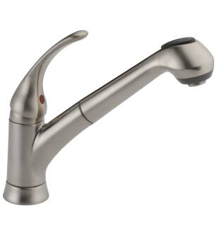 Delta Foundations® B4310LF-SS Single Handle Pull-Out Kitchen Faucet Three Hole Deck Mount in Stainless