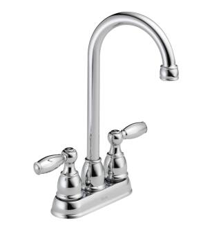 Delta Foundations® B28911LF Two Handle Bar / Prep Faucet Three Hole Deck Mount in Chrome
