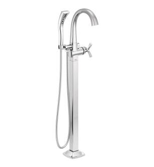 Delta T47776-FL Stryke 44 3/8" Single Handle Floor Mount Tub Filler with Hand Shower in Chrome