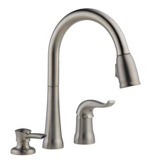 Delta Kate® 16970-SSSD-DST Single Handle Pull-Down Kitchen Faucet with Soap Dispenser in Stainless