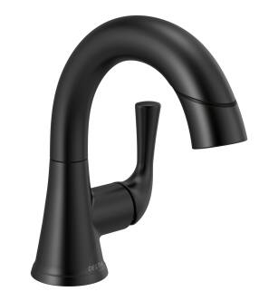 Delta Kayra™ 533LF-BLPDMPU Single Handle Pull-Down Bathroom Faucet Three Hole Deck Mount in Matte Black