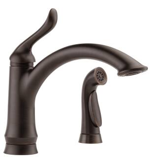 Delta Linden™ 4453-RB-DST Single Handle Kitchen Faucet with Spray Four Hole Deck Mount in Venetian Bronze